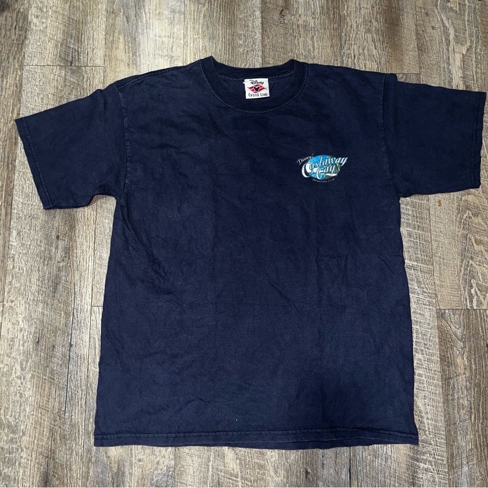 Vtg Y2k Disney Surf Cruise Line Shirt L Castaway Cay Mickey Mouse Graphic Blue - Picture 2 of 6